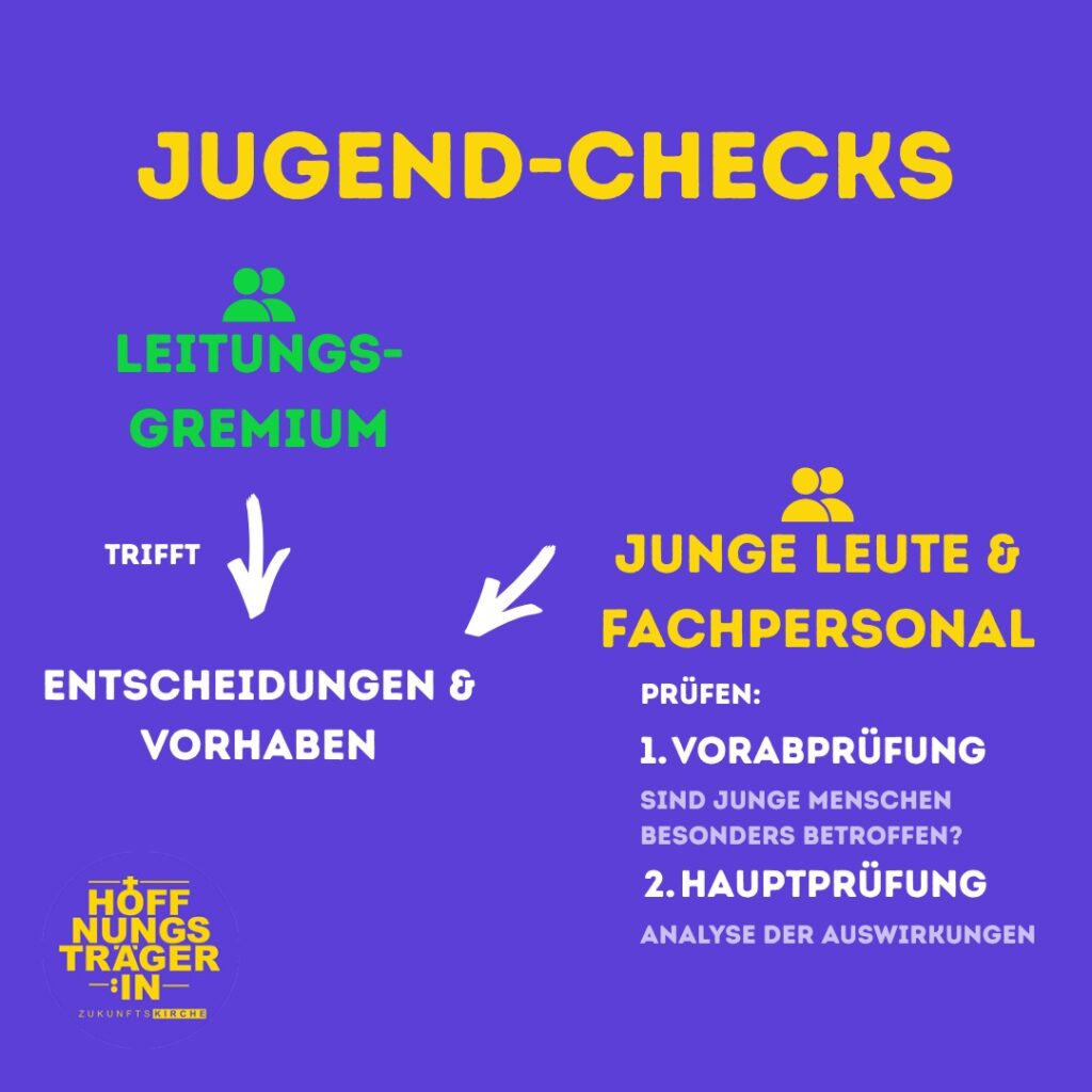 Dieses Bild zeigt in einer Grafik wie Jugend-Checks funktionieren.